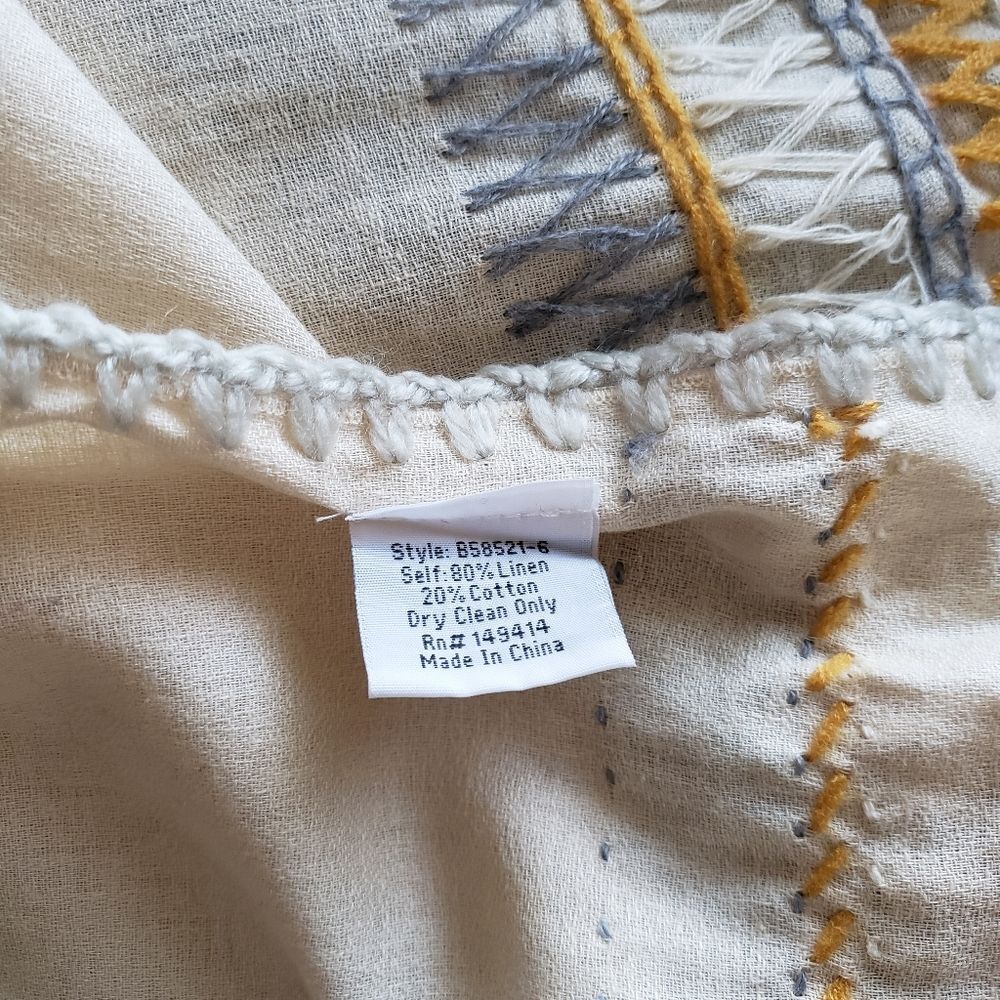 Johnny Was Aro Linen/Cotton Fringed Poncho/Wrap - Picture 9 of 11